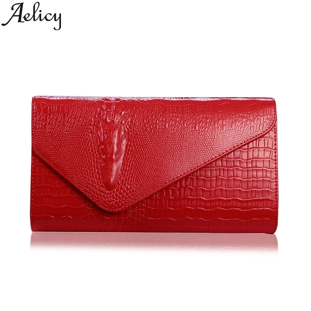 RD Aelicy Модные женские Аллигатор Крокодил Длинный кошелек на молнии портмоне Рамка роскошные сумки женские сумки дизайнерский Органайзер - Цвет: RD