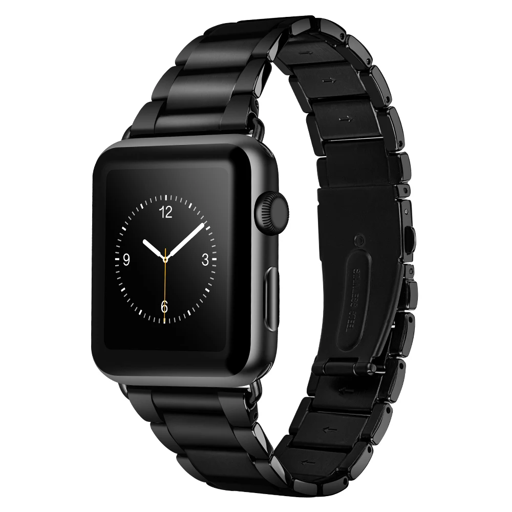 Черный HOCO OUGE, 3 бусины, нержавеющая сталь, ремешок для часов Apple Watch, ремешок 44 мм, 42 мм, ремешок для iWatch, серия 5, 4, 3, 2, 1, браслет с инструментом - Цвет ремешка: Черный