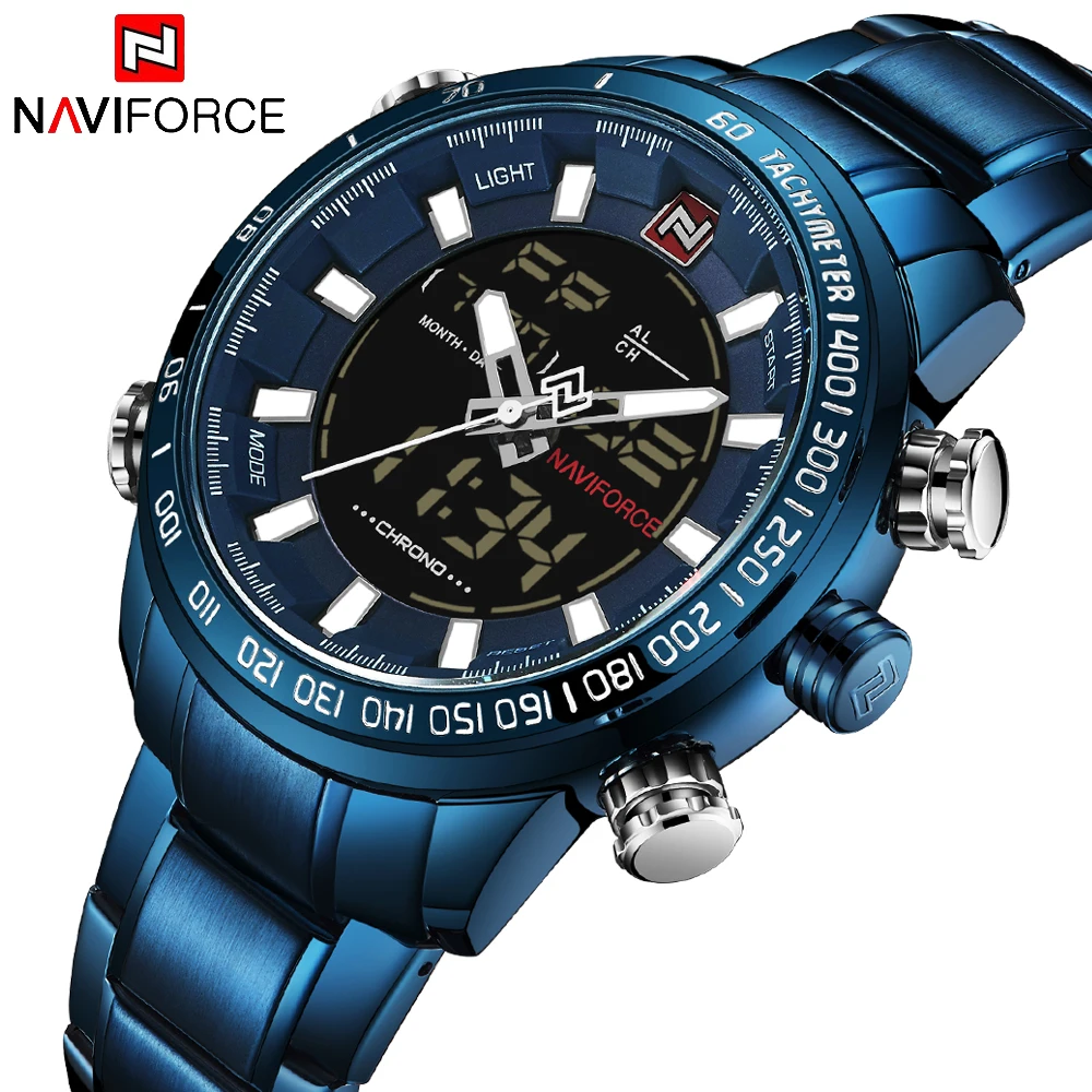 NAVIFORCE Мужские кварцевые аналоговые часы Роскошные модные спортивные наручные часы водонепроницаемые мужские часы из нержавеющей стали Relogio Masculino