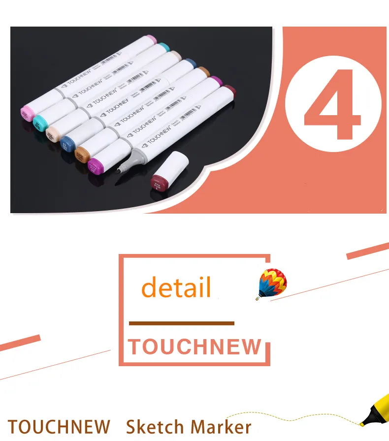 TOUCHNEW на заказ, одноцветные эскизные маркеры на спиртовой основе, двойная головка, кисть, маркеры, ручка для рисования, манга, товары для рукоделия, маркеры