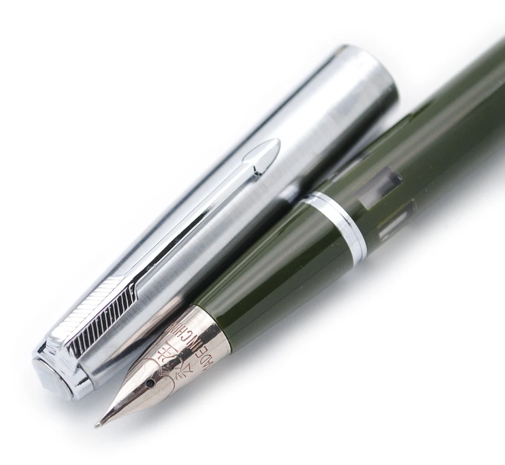 army green Wing Sung 601A вакуумная перьевая ручка со стальным колпачком, обновленная версия популярных чернильных ручек - Цвет: army green