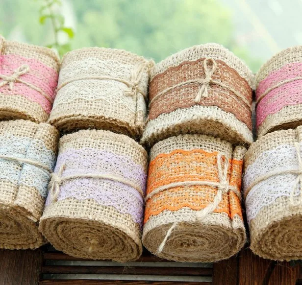 

free shipping DIY aesthetic romantic natural linen strip lace trimmings