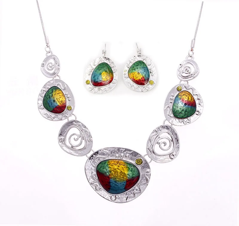 Одежда высшего качества multi Цвет эмаль Ожерелья для мужчин сплав металла и серьги