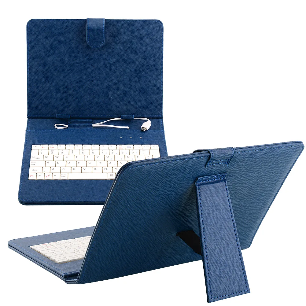 8 inch blue 8/10. 1 дюймов из искусственной кожи Стенд чехол с Мини Micro USB клавиатура для планшеты PC тетрадь - Цвет: 8 inch blue