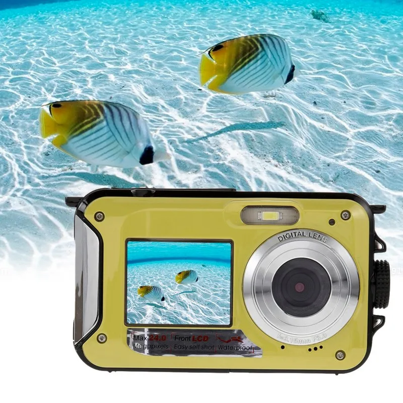 Новая цифровая камера Duble Screen HD 24MP Водонепроницаемая видеокамера 1080P DV 16X Zoom US/EU/AU/UK