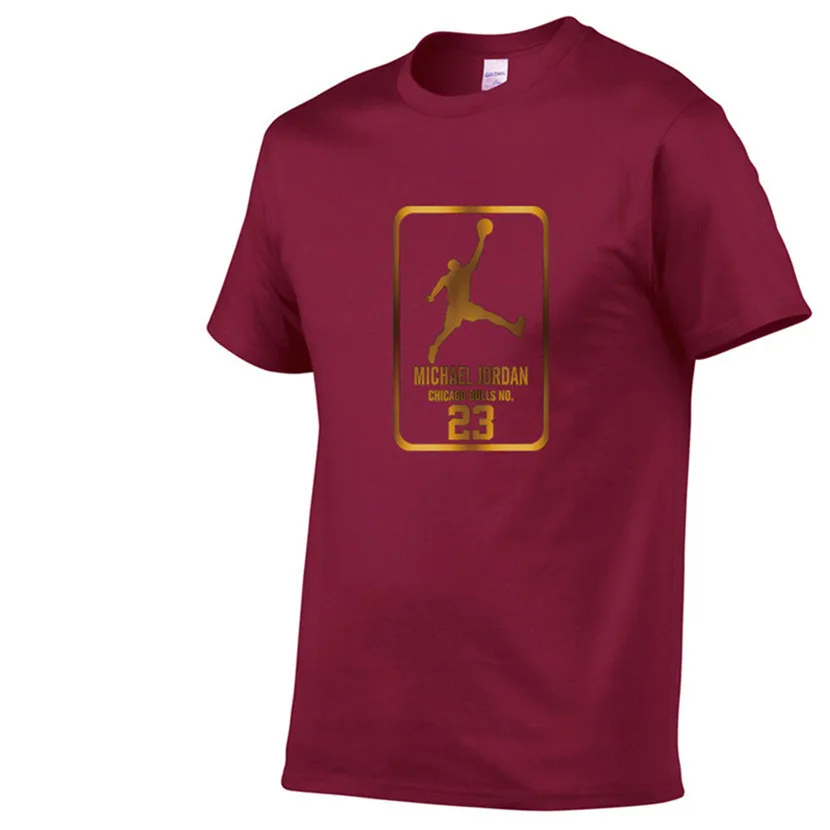 Burgundy 80 Newest Summer Men T-Shirt Fashion Jordan 23 Brand Logo Print Cotton T Shirt Men Trend Casual Short Sleeve Tshirt Tops Tee - Цвет: Burgundy 80