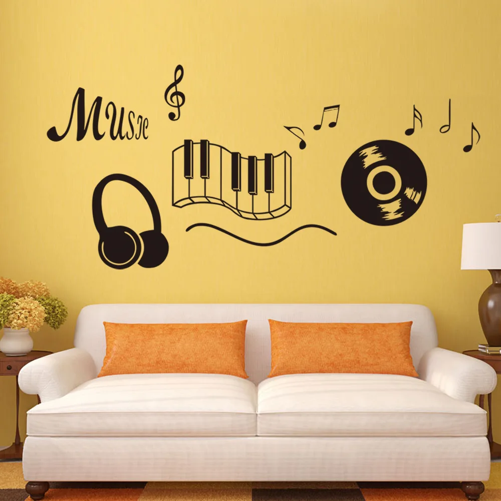 Музыкальная наклейка наушники тема музыка декор для спальни танцевальная