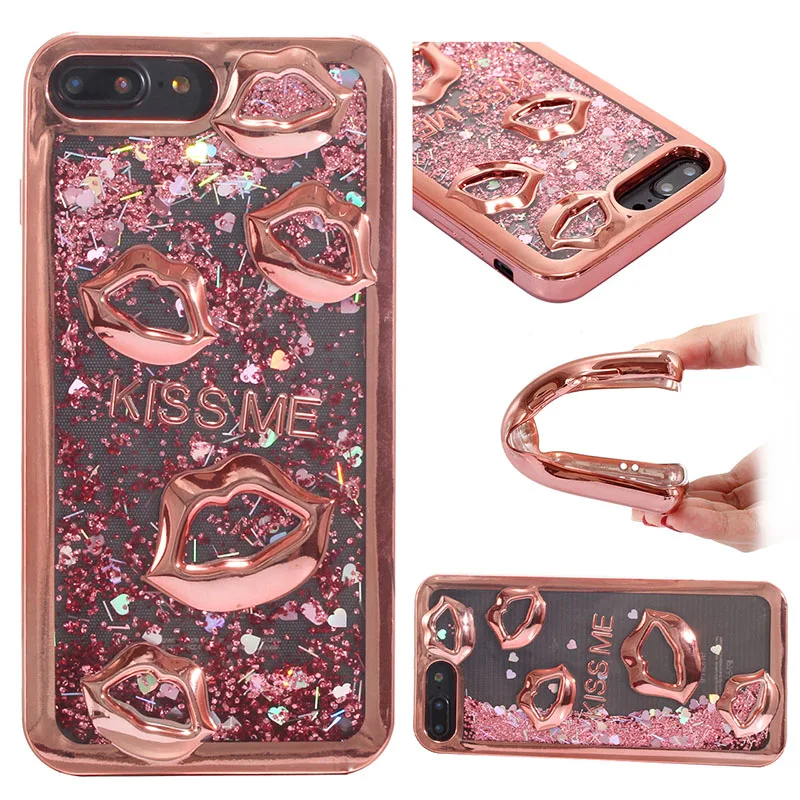 Nephy Bling Sexy Kiss Quicksand Case For iPhone 6 6s 7 8 Plus 5 5s se X Samsung Galaxy S7 Edge S8 S9 Soft Cover |