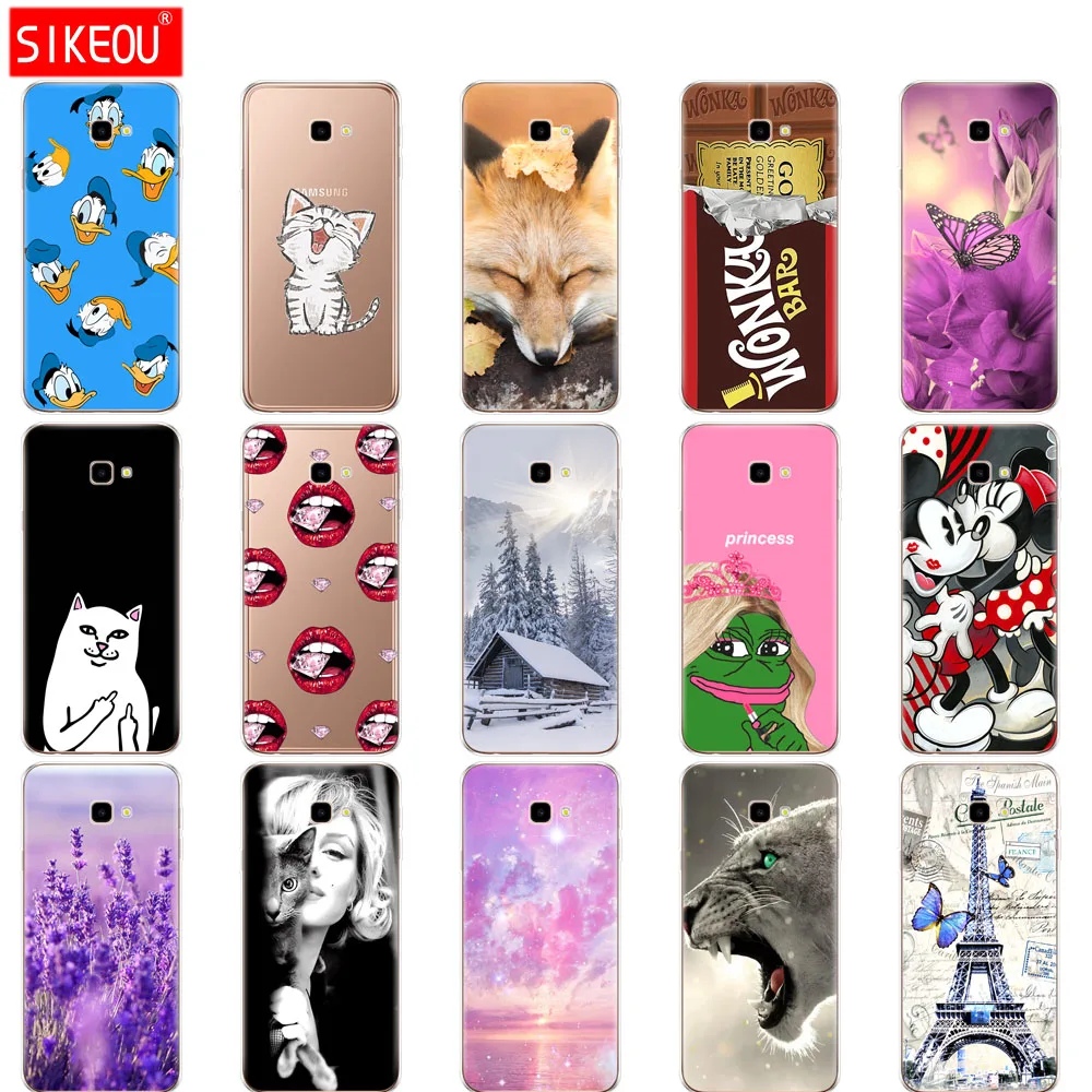 Силиконовый чехол для Samsung J4 Plus мягкий из ТПУ с принтом на задней панели Prime sm j415