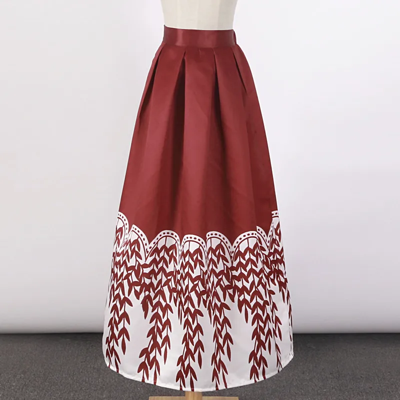Женская плиссированная юбка макси элегантная винтажная юбка-пачка с принтом ивы
