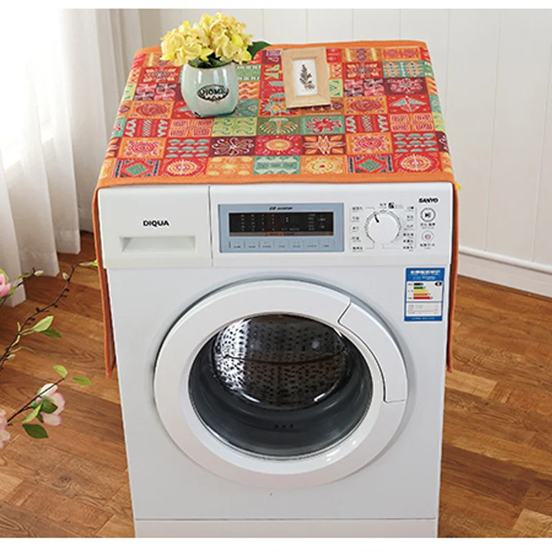 Simple Cotton and Linen Multi Function Cover Fridge Dust Case With Storage Bag Washing Machine Top Protection | Дом и сад