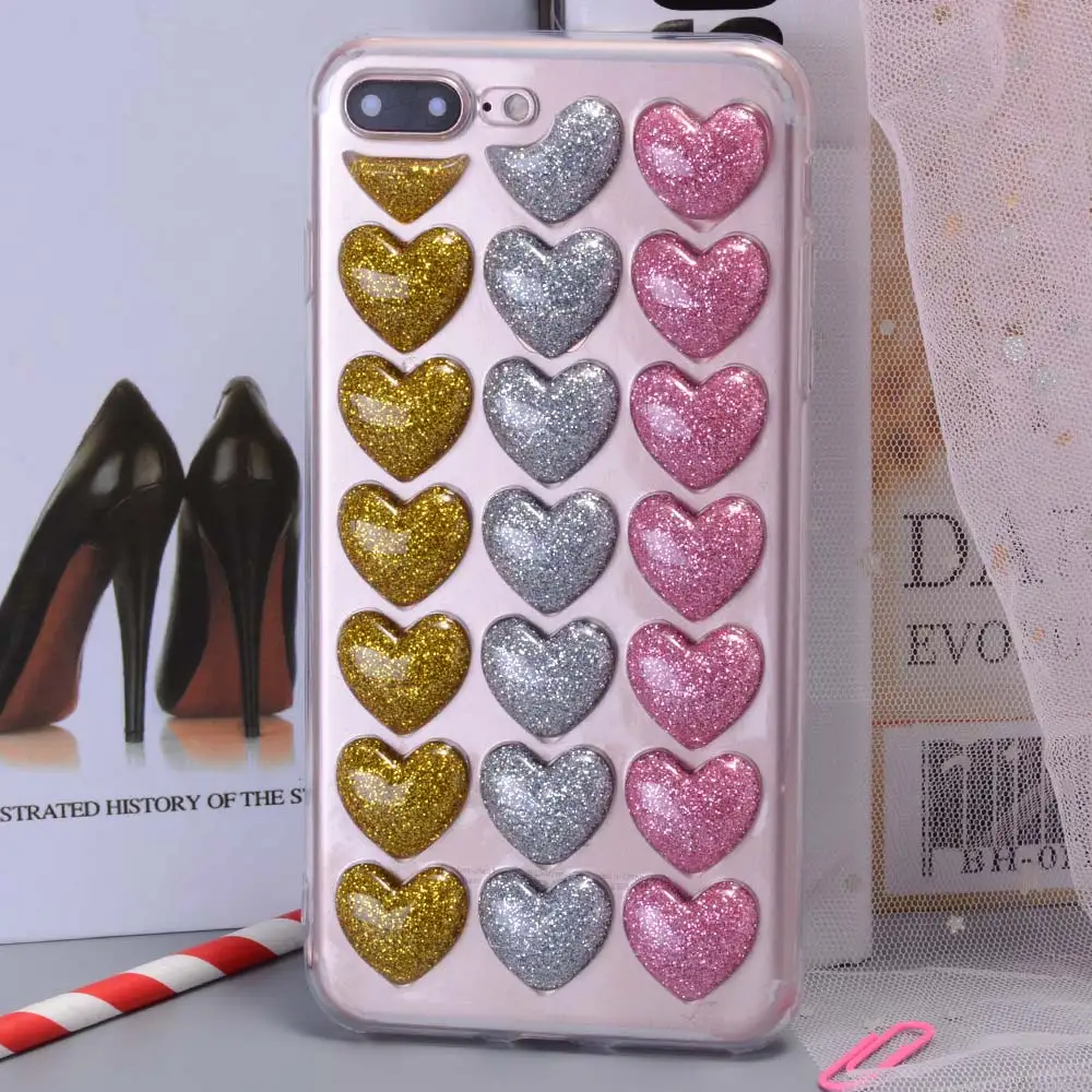 Дергаться мерное Сердце чехол для iPhone 7 Plus Чехлы TPU крышка телефон Coque милый Полный