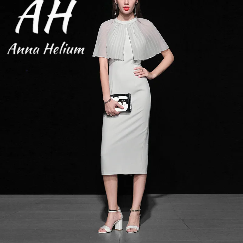 Высококачественные летние с круглым вырезом летучая мышь без рукавов до колена