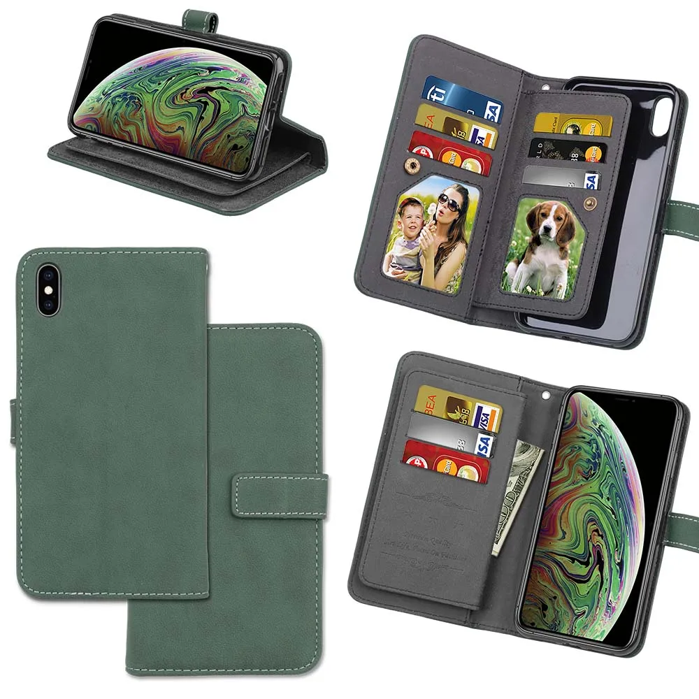Capa Fundas для iphone XR XS Max 6 6 Plus 6s держатель чехол для iphone 7 8 plus XR XS кожаный чехол для телефона 9 слотов для карт