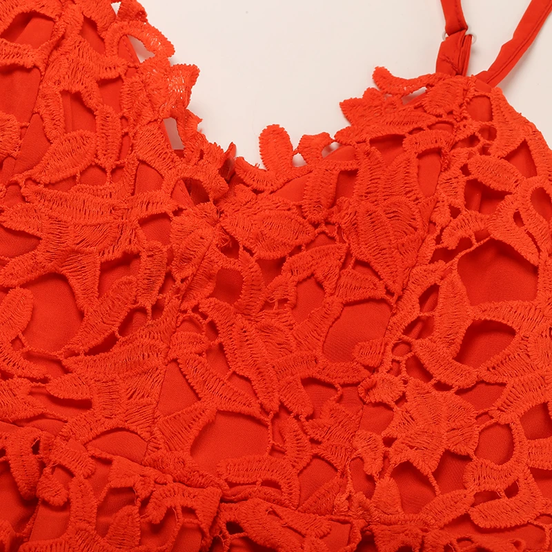 Parthea цветочное красное платье средней длины вязаное кружево летнее женское