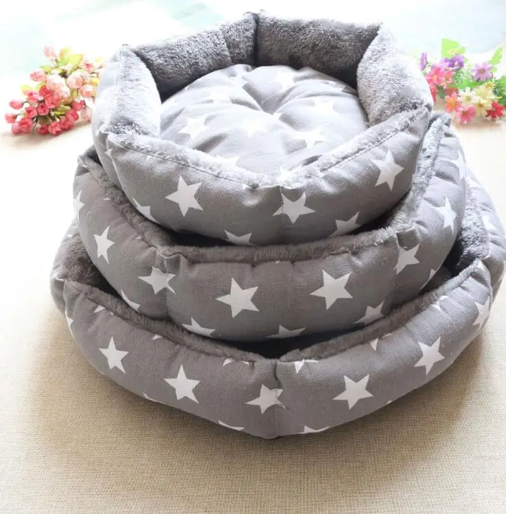 Grey Star Круглая кровать для питомца собаки, кушетка для щенка, милый мягкий диван с 3 узорами, собачий домик, гнезда для питомника, коврик для чихуахуа, маленькой собаки, кошки, кровати, товары для домашних животных - Цвет: Grey Star