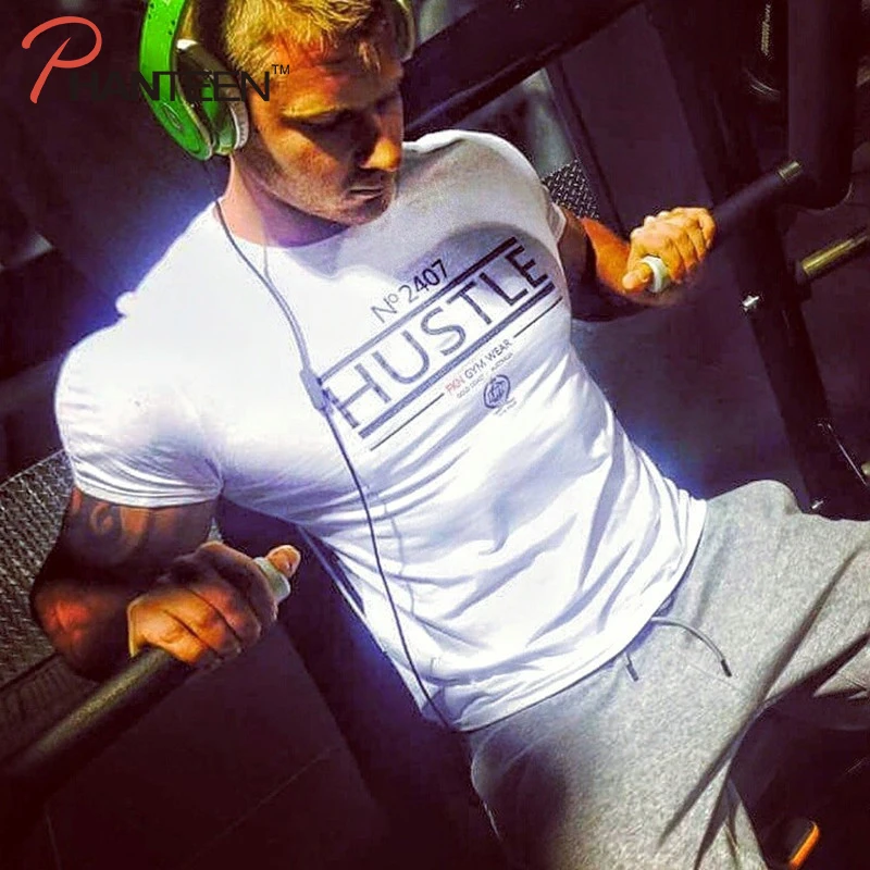 ACHIEWELL HUSTLE Bulking брендовая мужская футболка для бодибилдинга фитнеса 100% хлопок