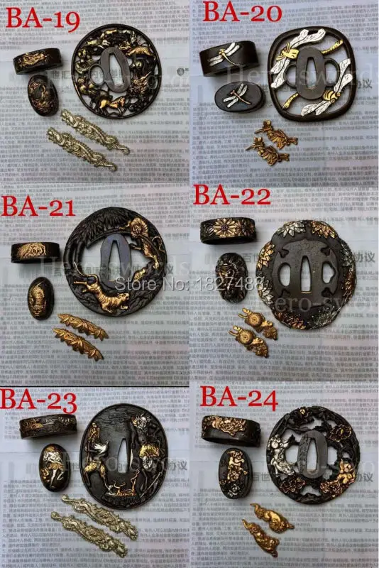 Высококачественный японский латунный меч KOSHIRAE аксессуары для катаны (TSUBA + FUCHI