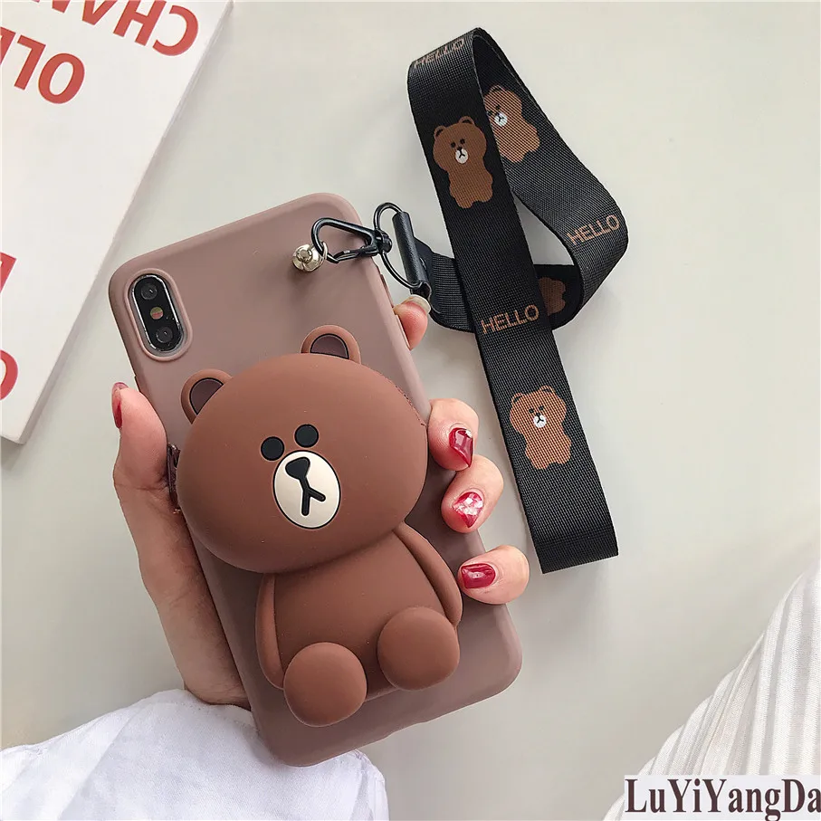 Bear Wallet Милый мультяшный чехол-кошелек на молнии для телефона Huawei P10 Plus P20 P30 Mate 9 10 20X30 Pro Lite Мягкий силиконовый чехол Coque Fundas - Цвет: Bear Wallet