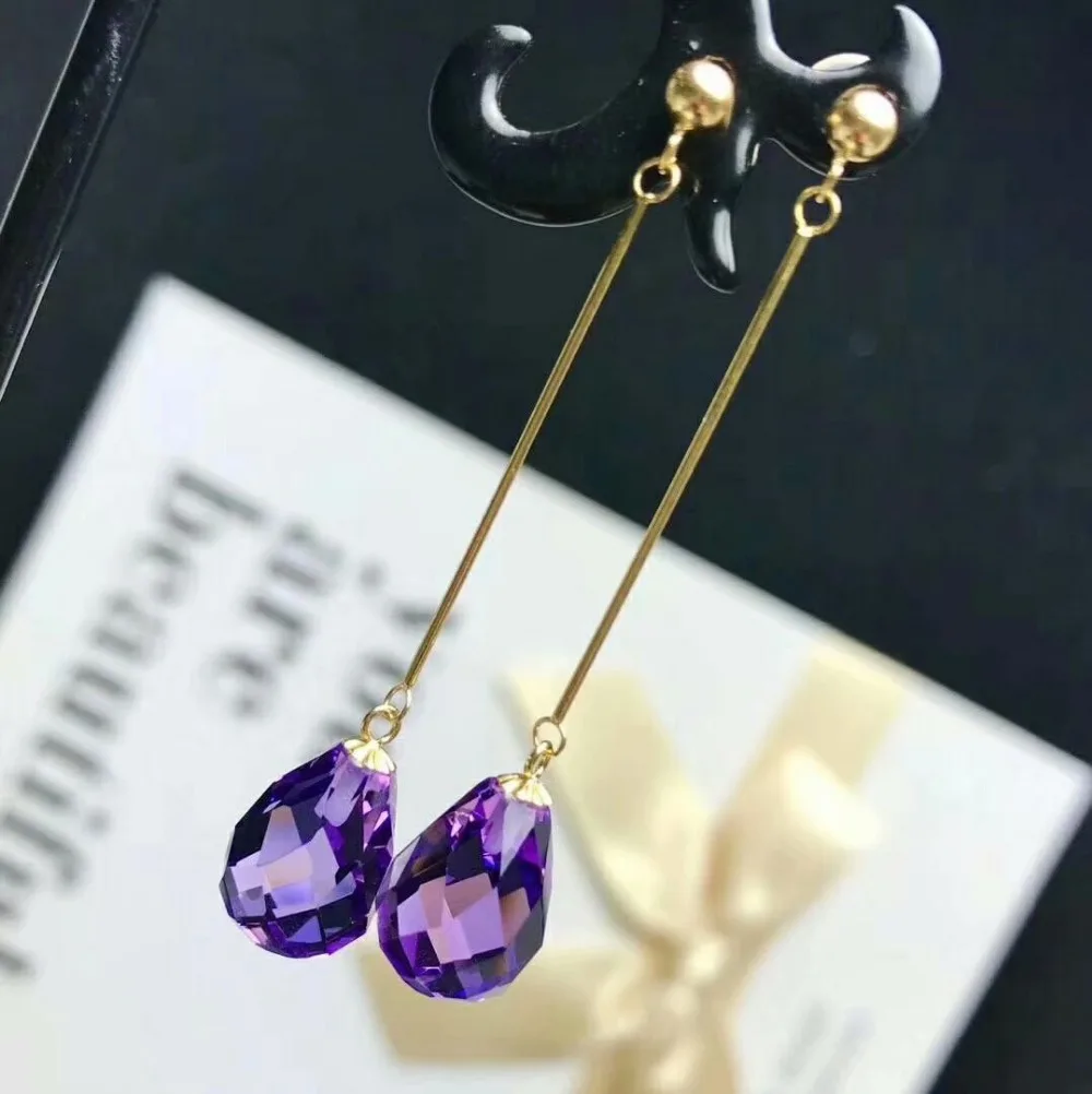 

Shilovem 18K желтое золото пьезоэлектрический аметист серьги-гвоздики ювелирные украшения модный подарок на помолвку новый завод mym810z