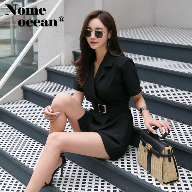 Формальные офисные женские комбинезоны с отворотом дизайнерские 2018 осенние