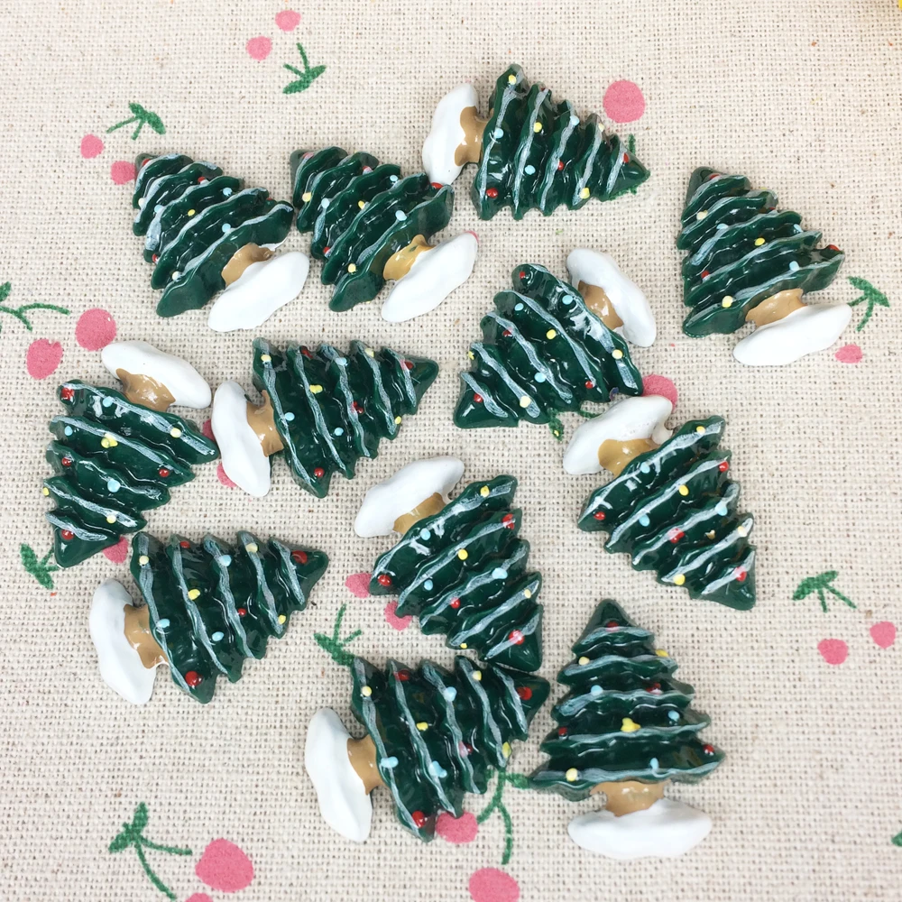 10 шт. Кабошон из смолы с плоской задней стороной кавайная Рождественская елка