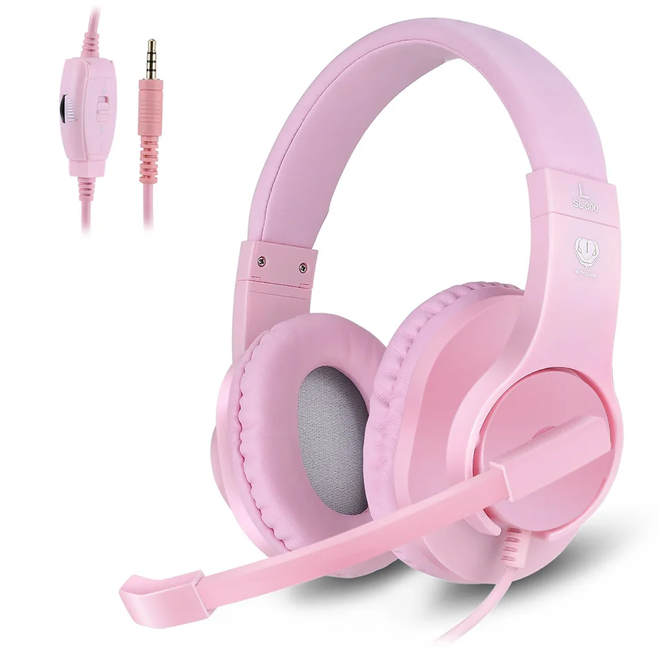 Pink Игровая гарнитура для Xbox One S Ps4 PC DIWUER Накладные наушники с микрофоном шумоизоляция для телефонов iPhone iPad Android - Цвет: Pink