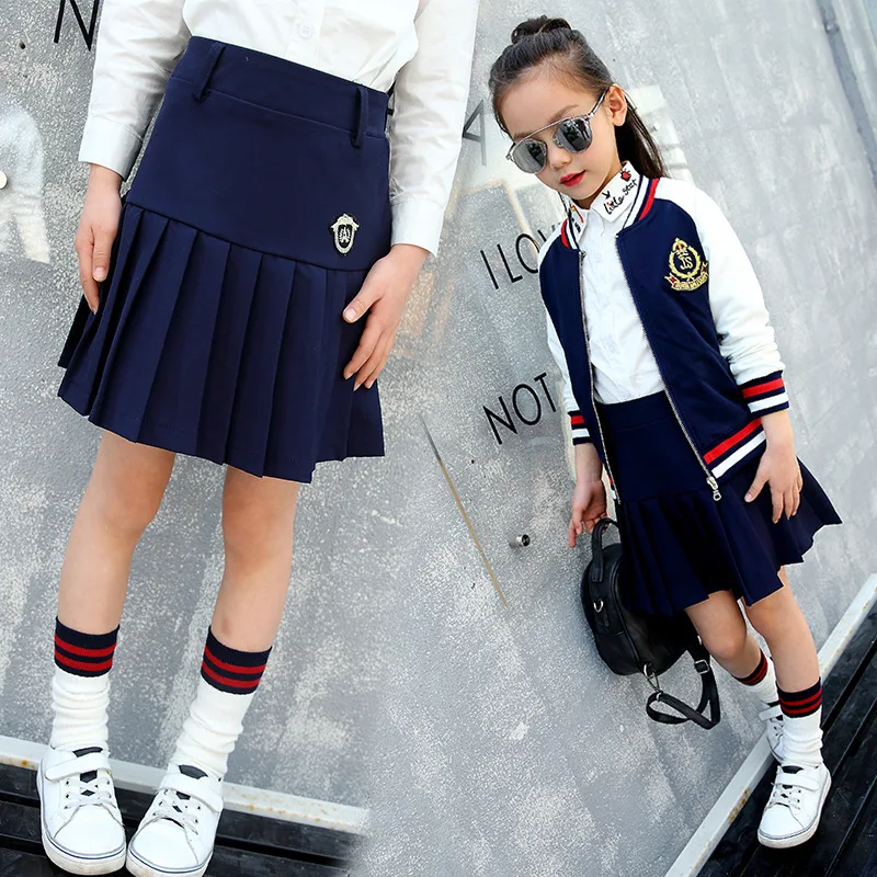 Детская одежда новая весенняя короткая юбка с рисунком для девочек школьная