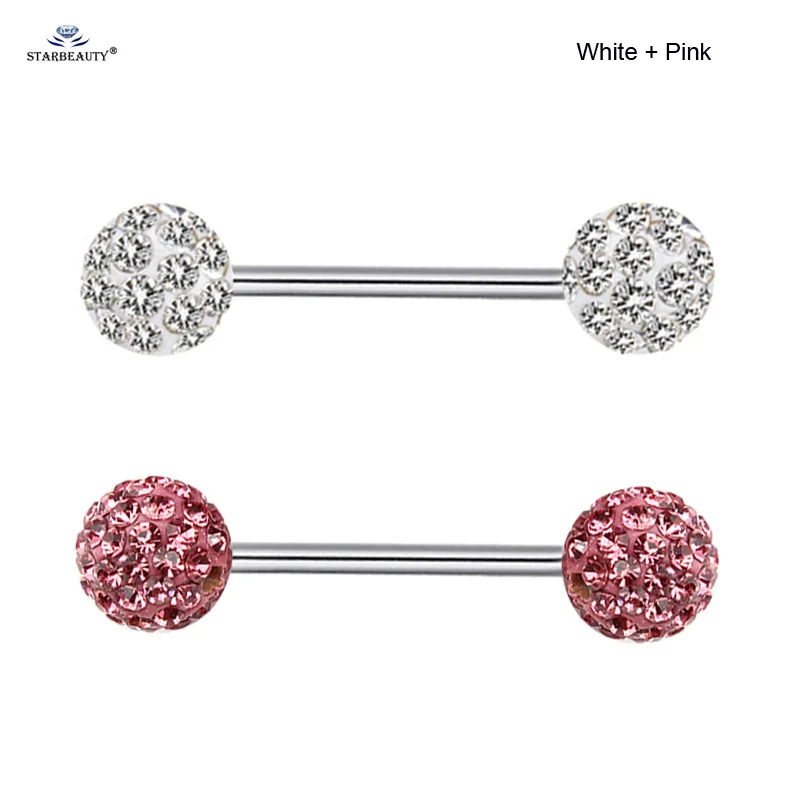 White and Pink Starbeauty 2 шт./лот 6 мм шаровое кольцо для соска язык кольцо-пирсинг в язык заводской пирсинг ювелирные изделия с подвеской в виде соски пирсинг тонгпирсинг - Окраска металла: White and Pink
