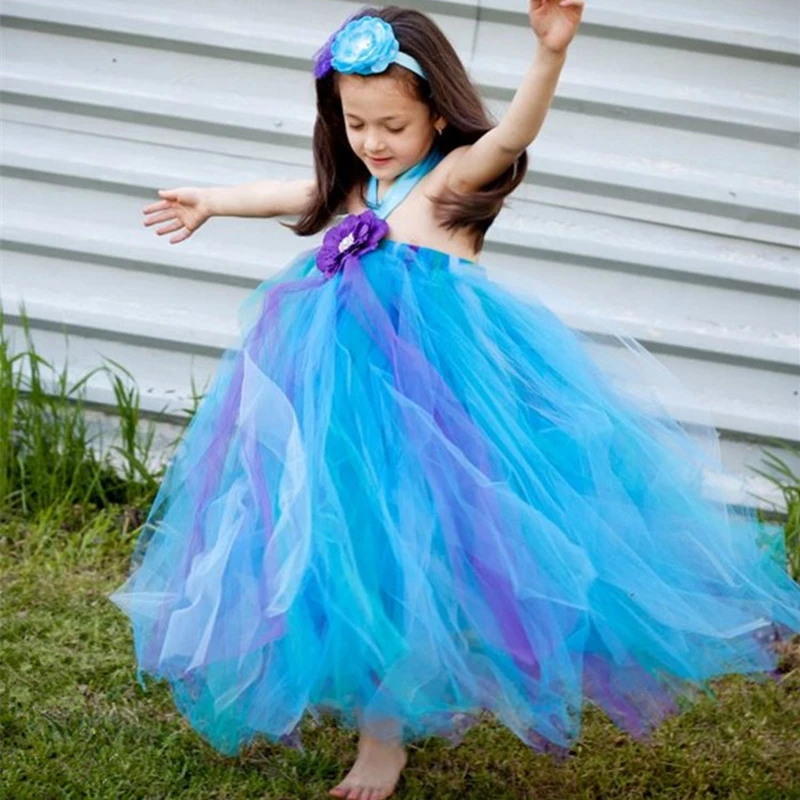 Необычные костюмы павлина для девочек платье повязка с цветами Платья принцессы