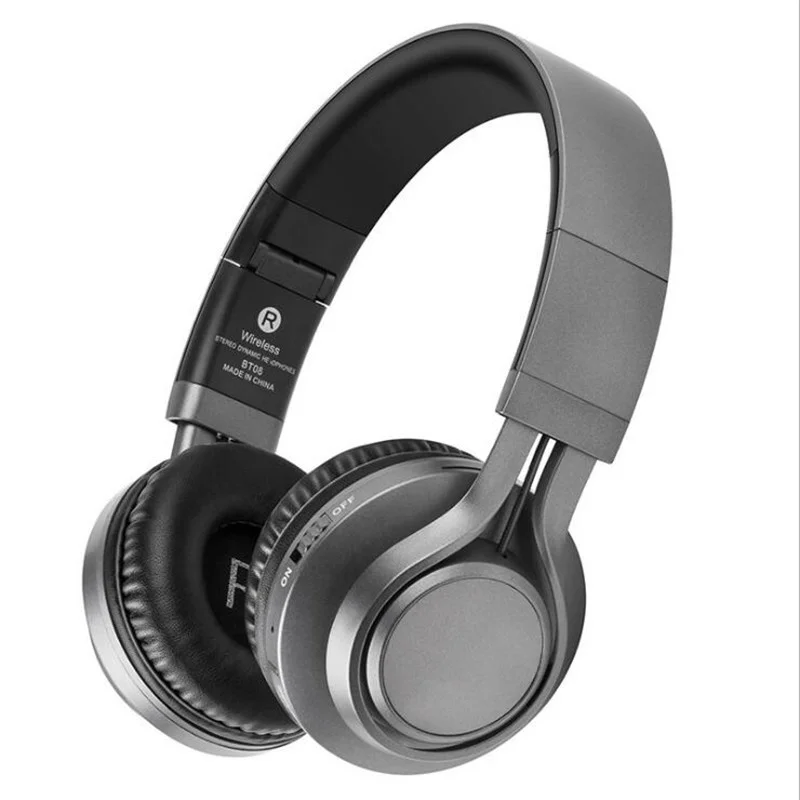 Black Grey Тяжелый бас Bluetooth беспроводная гарнитура складная мобильный телефон музыка стерео наушники с микрофоном FM функция для iPhone samsung LG - Цвет: Black Grey