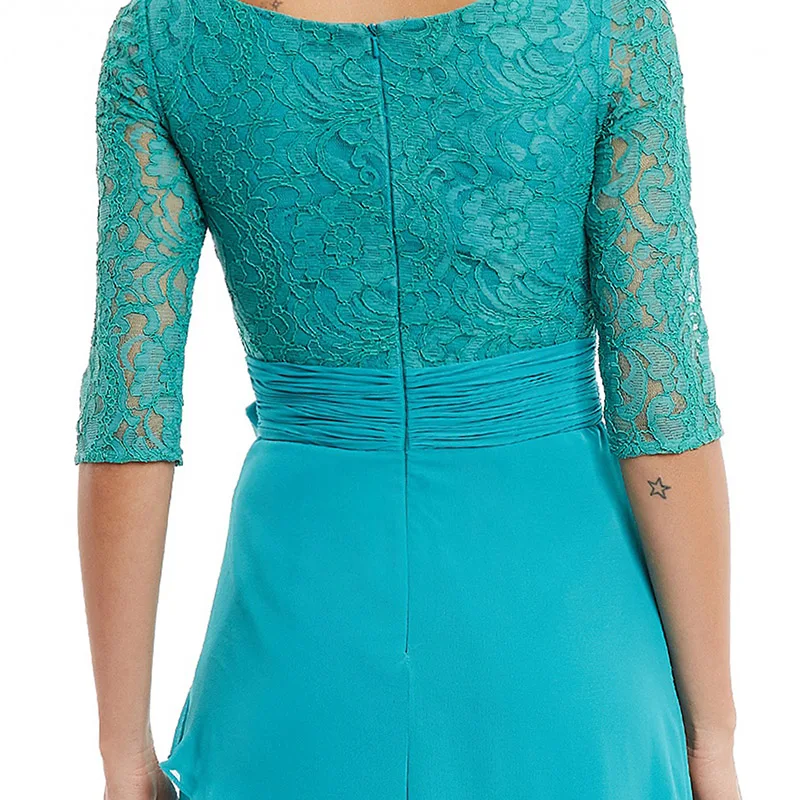 Женское вечернее платье в пол tanpel синее с v образным вырезом и коротким рукавом