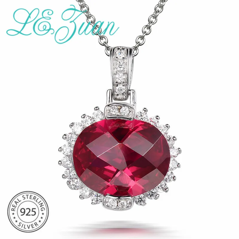 L& Цзуань 5.26ct Рубин роскошный Овальный кулон для женщин 925 пробы серебро ювелирные украшения красный драгоценный камень цепочки и