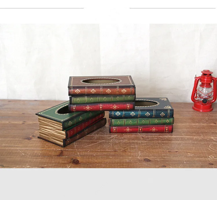 

1 шт. Новый Ретро Континентальный книги коробка для салфеток кассик форма книги домашняя декоративная ткань коробка ME 015
