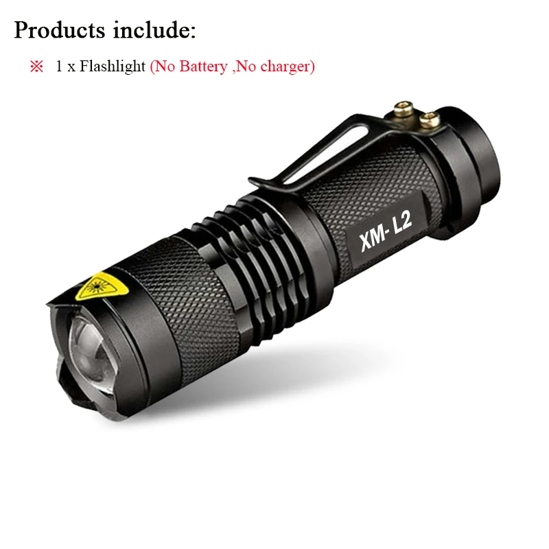 Светодиодный фонарик с мини-зумом XM-L2 XML T6 XPE Q5 Фонарь с подзарядкой фонарик 3800 люменов с 18650 перезаряжаемой батареей - Испускаемый цвет: CREE XM L2 3800LM