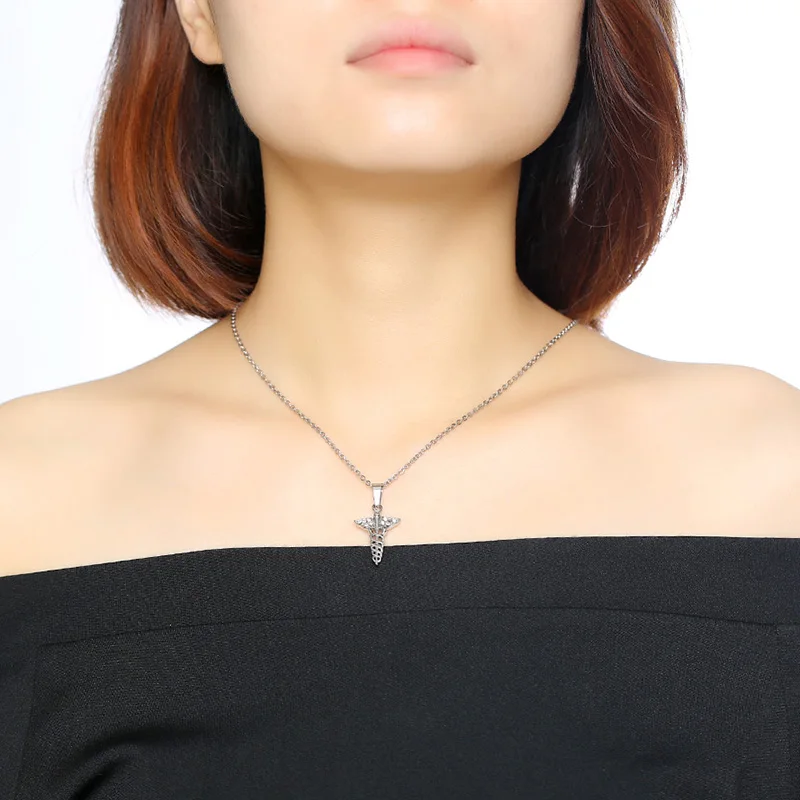 Шикарный медицинский Кадуцей кулон с логотипом из Нержавеющей Стали Цепочка со