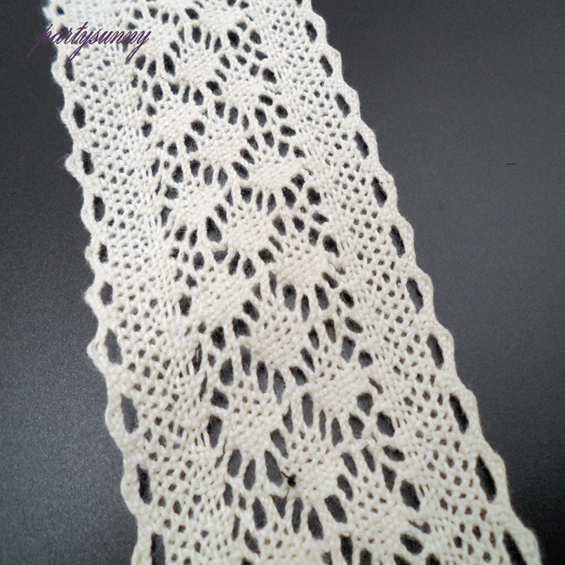 PF 10Yards/lot 6cm Wide Lace Ribbon White Cotton Fabric Applique Fringe Trim for Needlewor Dress Sewing Supplies HB006 | Дом и сад