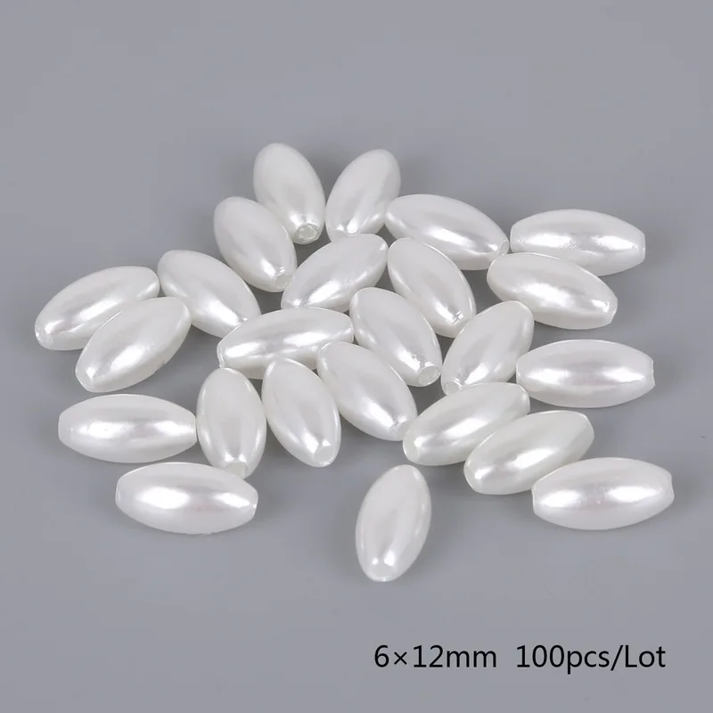 6x12mm White Продукт белый слоновой кости ABS имитация жемчуга бусины в виде риса ABS пластик Свободные разделительные бусины для изготовления ювелирных изделий DIY - Цвет: 6x12mm White