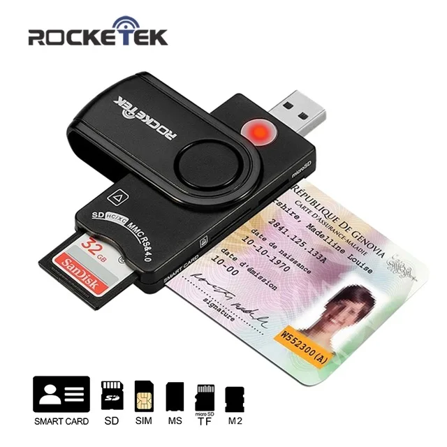 Rocketek в то же время считывает 2 карты Usb RT-SCR10 адаптер для чтения карт памяти SD/TF Micro SD