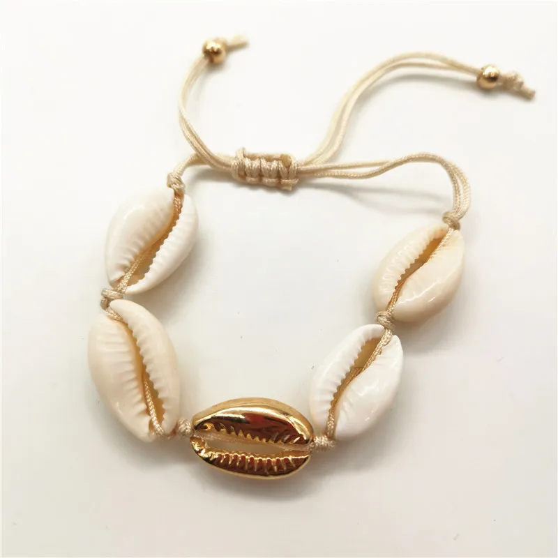 1gold bracelet Модные золотые Цвет раковина Каури колье Цепочки и ожерелья Для женщин в стиле панк, имитация жемчуга, ожерелье с бусами на веревочной цепочке Цепочки и ожерелья Богемия ожерелье - Окраска металла: 1gold bracelet