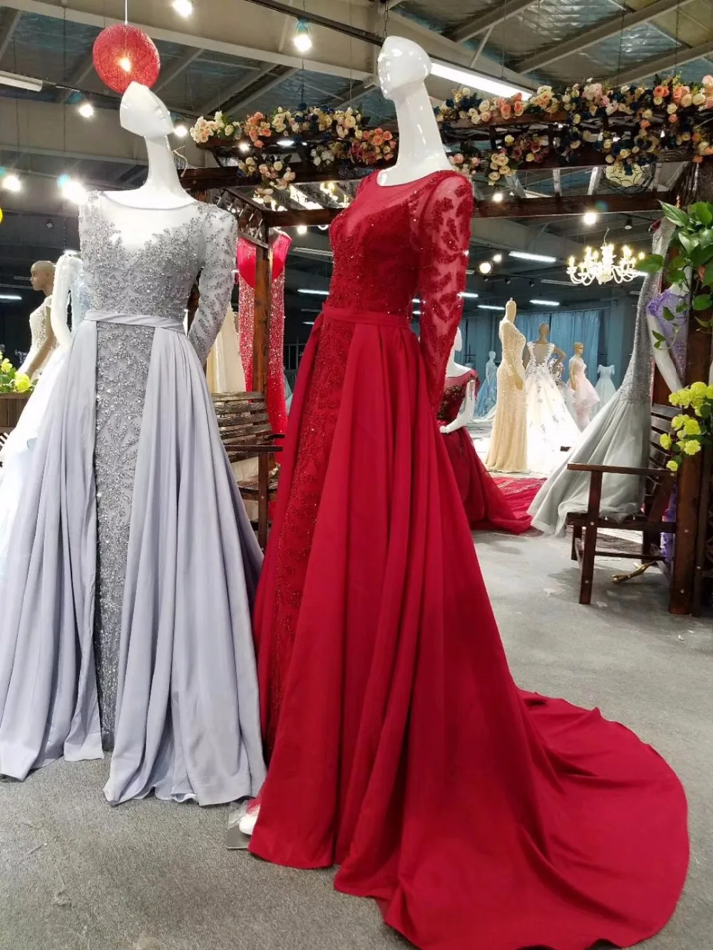 CloverBridal, высокое качество, длинные рукава, розовое, темно-синее, серебряное, красное, роскошное, с бисером, вечернее платье с длинным шлейфом