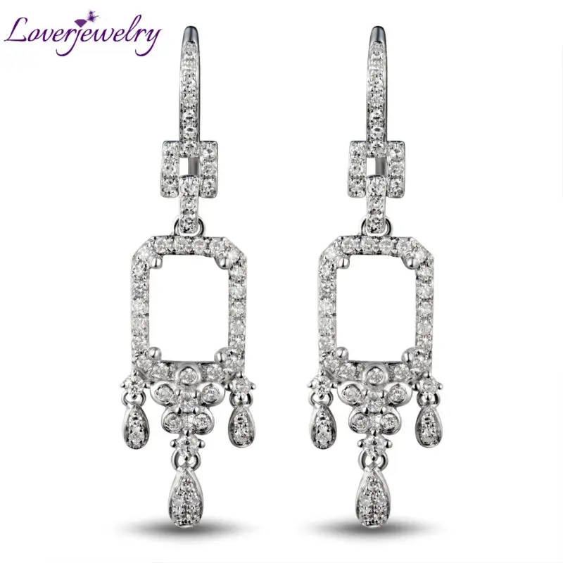 Серьги LOVERJEWELRY из белого золота 14 карат с натуральным бриллиантом серьги оправой
