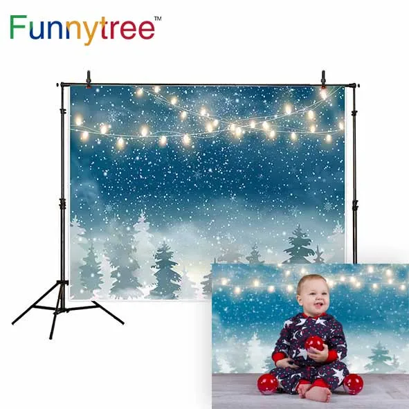 Фотофон Funnytree для фотостудии Рождество зимний Снежный лес детский фоновый