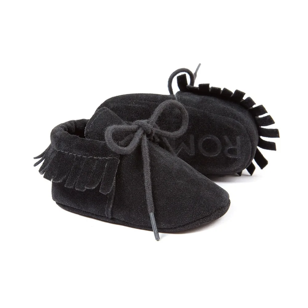 Черные Нубуковые детские туфли обувь детская Мокасины Популярные моксы - Фото №1