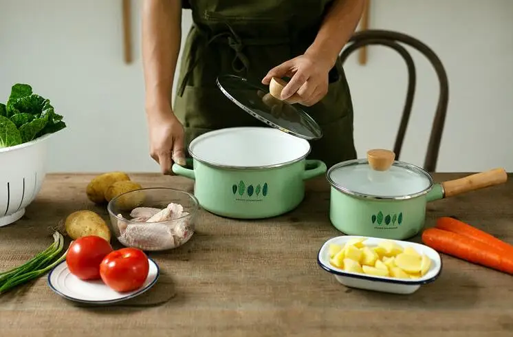 Эмалированная кастрюля для супа эмалированный Фарфор Керамика молоко сыр