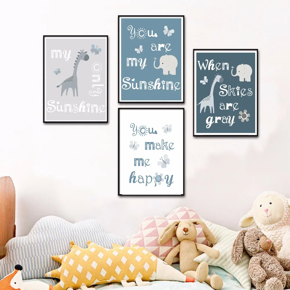 

You Are My Sunshine Canvas Art Print Painting Poster Wall Pictures For Kids Room Home Decorative Bedroom Decor No Frame