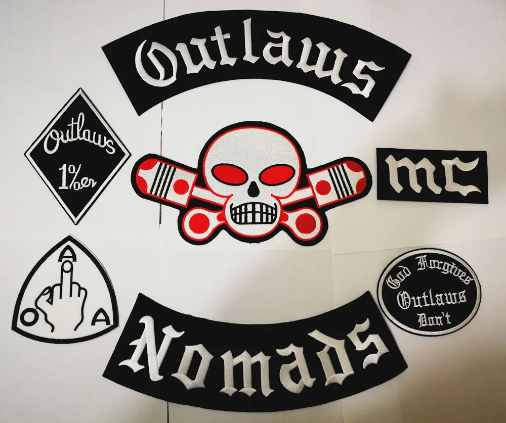 Нашивки Outlaw Hells, вышитые кочевники, байкерские нашивки с утюгом для мотоциклетной куртки, жилета, патчи Outlaw для пожилых мотоциклистов (art.: 7a60f23f8) - 7a60f23f8