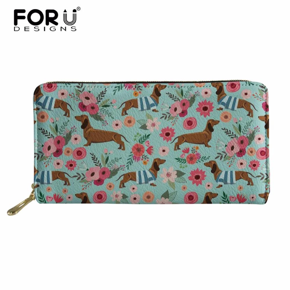 FORUDESIGNS женские кошельки Дамский кошелек Длинный с принтом таксы Модный женский
