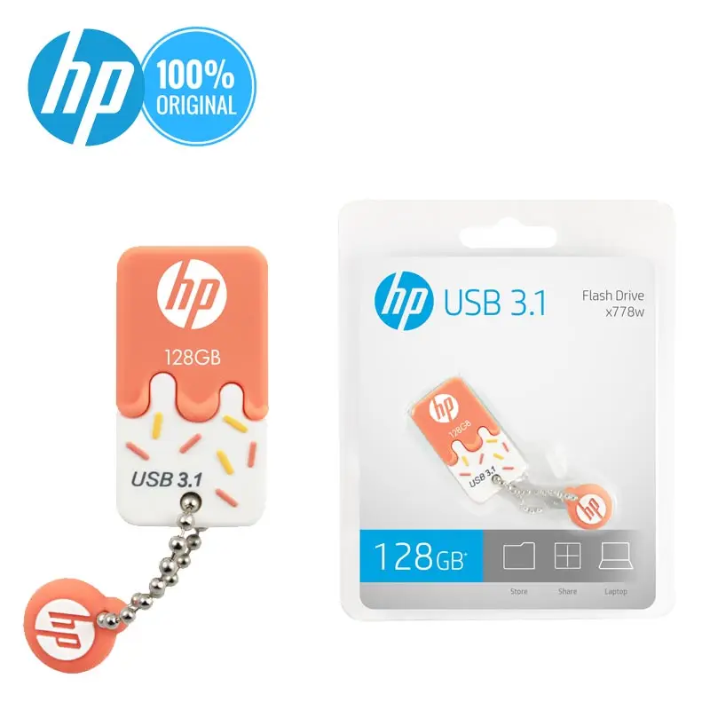 Новое поступление hp USB флэш-накопитель 32 Гб 64 Гб 128 ГБ USB3.1 силиконовый мороженое оранжевый цвет Флешка Тип C OTG DJ диск ручка-накопитель