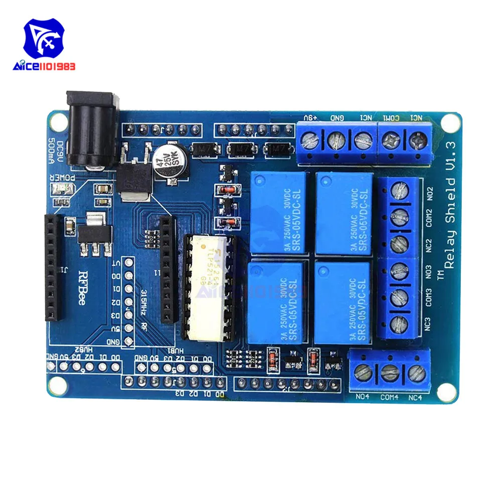 4 канальный 5 В релейный модуль Плата расширения Релейный Щит V1.3 для Arduino Xbee